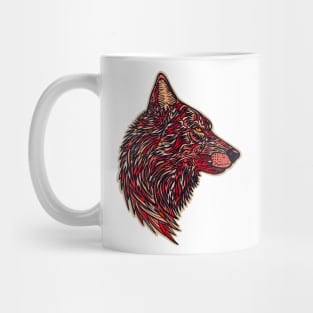 Wolf side profile design #4 - red version Mug